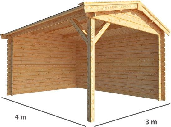 Merkloos Overkapping Fenna 300 cm bij 400 cm diep Zadeldak bruin
