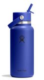 Hydro Flask – Wide Flex Straw Cap 946 ml (32 oz) Bottle – Roestvrij Staal, Lekdichte Rietje, Vaatwasbestendig – Geïsoleerd 24 Uur Koud – Brede Opening, Geschikt voor IJsklontjes – Capri Blue