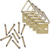 Rayher hobby materialen Ophangsysteem - 20x stuks - schildersdoeken haakjes - messing - schilderijhaakjes
