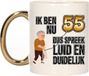 Bellatio Decorations Verjaardag cadeau mok 55 jaar - luid en duidelijk - goud - 300 ml - Keramiek