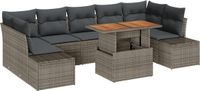 vidaXL Tuinbank Set 8-delig Grijs Polyrattan