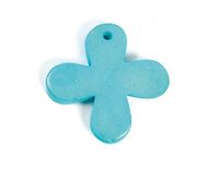 Hanger klaverblad, gewaxt, turquoise, 25 x 25 mm, 50u, ca.