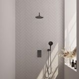Brauer Gunmetal Edition Thermostatische Regendoucheset Inbouw - Hoofddouche 20 cm - Gebogen Wandarm - 3 Weg - Handdouche 3 Standen - Doucheslang - Wandaansluitbocht - Gunmetal