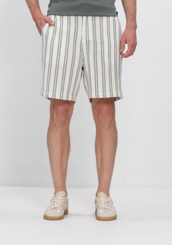 Anerkjendt Akjan Struc Stripe2 Short Broeken Heren - Ecru - Maat XXL