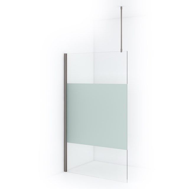 Maxaro Inloopdouche Diamond 110cm 8mm Helder Veiligheidsglas met Matte Strook Geborsteld RVS