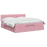 vidaXL Ottoman bed met matras met hoofdeinde Roze 180 x 200 cm Fluweel