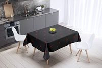 Bonamaison Tafelkleed, Anti-Mold, Sneldrogend, Waterdicht, 100% Polyester Tafellaken, rood Zwart, 140 x 140 Cm