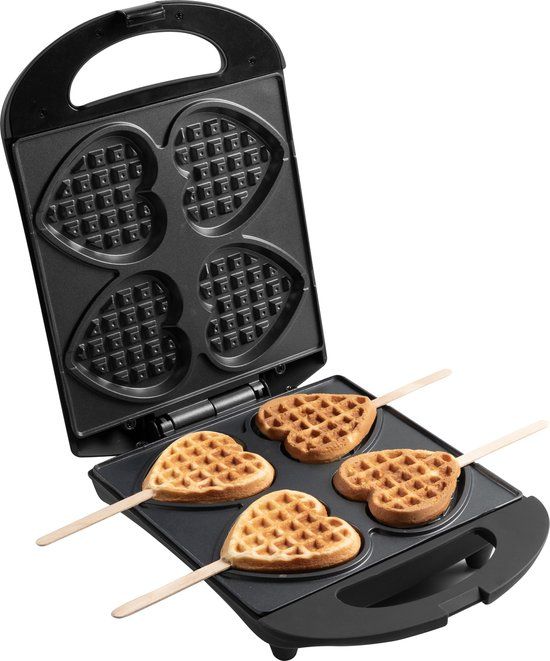 Bestron Wafelijzer voor hartvormige Wafels - Zwart