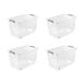 keeeper Opbergbak leo met deksel en wielen, 56 l, 59 x 38 x 35,5 cm, met clipsluiting, transparant, 4 stuks