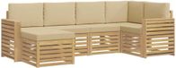 vidaXL Tuinset met 6 zitplaatsen, wit en beige, polyester