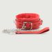 Collier réglable rouge avec chaîne et garniture en fourrure