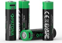 PATONA 4 x AA oplaadbare batterijen, USB-C aansluiting - 1,5V - 2000mAh