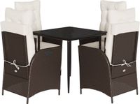 vidaXL 5-delige Tuinset met Kussens, Poly Rattan, Bruin