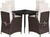 vidaXL 5-delige Tuinset met Kussens, Poly Rattan, Bruin