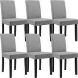 en.casa Eetkamerstoel Zagreb set van 6 lichtgrijs kunstleer 90x37-42x48 cm