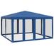 vidaXL Partytent met 8 mesh-zijpanelen, blauw, 4x4 meter, HDPE