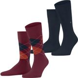 Burlington Everyday 2-Pack gedessineerd katoen multipack sokken heren paars - maat 40-46