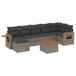vidaXL 8-delige Loungeset met Kussens, Poly Rattan, Grijs
