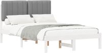vidaXL Bedframe met Gevoerde Hoofdbord Wit en Lichtgrijs 120 x 200 cm