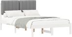 vidaXL Bedframe met Gevoerde Hoofdbord Wit en Lichtgrijs 120 x 200 cm