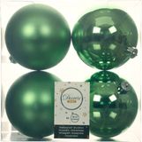 Decoris Kerstballen - 4x st - groen - D10 cm - kunststof