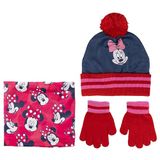 Disney Minnie Mouse 3-delig winterset - muts/handschoenen/nek warmer - rood - voor kinderen