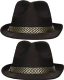 Merkloos 6x stuks gangster Maffia hoed zwart - Carnaval en hoeden Adultes