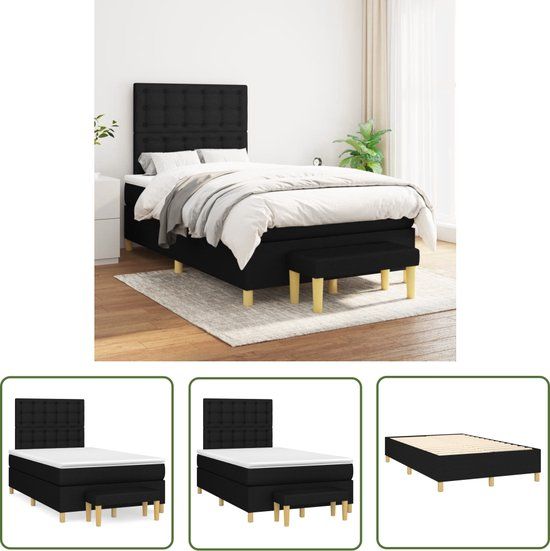 vidaXL Boxspring met matras stof zwart 120x200 cm
