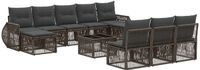 vidaXL Tuinbank Set 11 st Grijs en Donkergrijs poly rattan