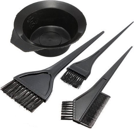 UNIQ Haarverf Kwast Set met 3 haarverfkwasten &amp; 1 Haarverf bakje