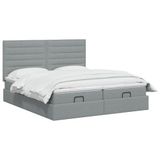 vidaXL Ottomaanse Bed met Matras en LED Lichtgrijs 200 x 200 cm Stof