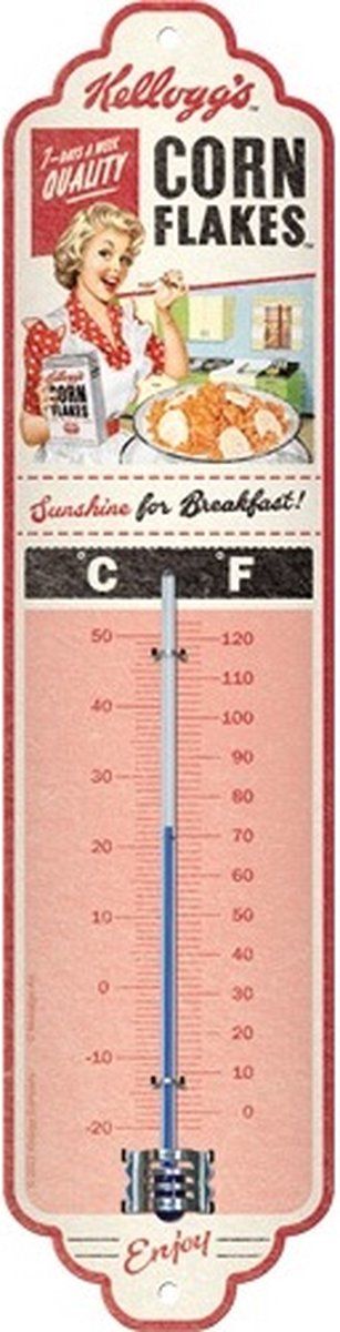 Nostalgic Art Thermometer - CornFlakes - Vintage - Roze