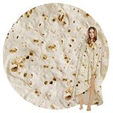 SeaRoomy Burritos Tortilla deken, realistische voedselwikkeldeken dubbelzijdig, nieuwigheid grappige tortilla ronde zachte dekens (beige, 119 cm)