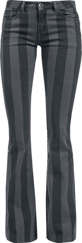 Gothicana by EMP Zwart-grijs gestreepte broek - Dames - W31L34