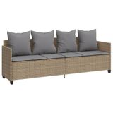 VidaXL Lounge Stoel Ligbed met Kussens Polyrattan Grijs