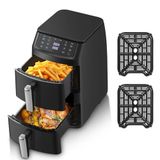 TopStrong Double Stack Air Fryer, 11 l, verticale friteuse zonder olie met 2 laden, 2500 W, 40-220 °C, 6 kookfuncties en 8 vooraf geconfigureerde programma's voor snel en gezond koken, compact design