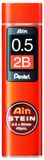 Pentel Ain steen fijne vulling, lijndikte 0,5 mm, hardheid 2H, 40 stiften per doos 2B