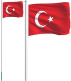 vidaXL Vlag met vlaggenmast Turkije 6,08 m aluminium