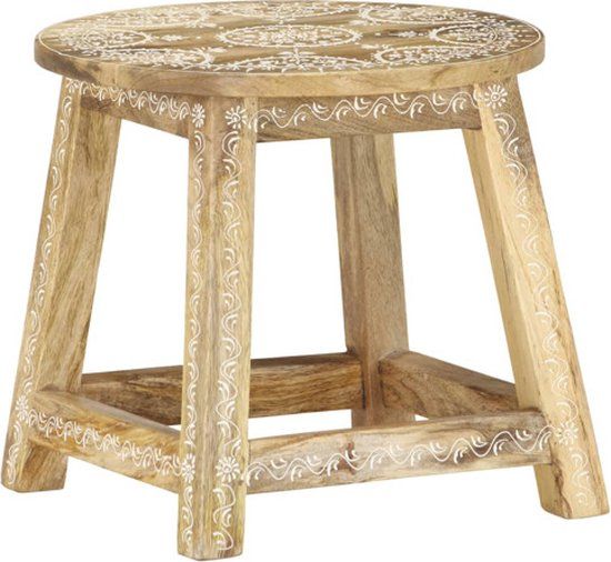 vidaXL Kruk handgeschilderd 38x38x35 cm massief mangohout
