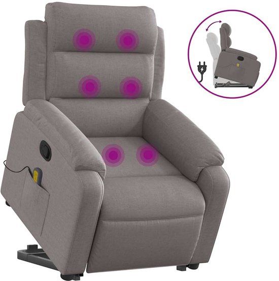 vidaXL Sta-op-massagestoel verstelbaar stof taupe