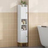 Merkloos Meuble mural de salle de bain avec double porte et étagère réglable - Armoire de toilette blanche