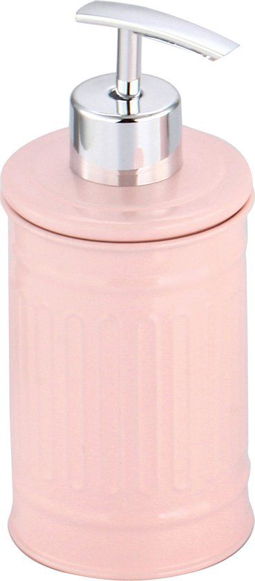 MSV Industrial Soap Dispenser - Metal - Light Pink/Silver - 7.5 x 17 cm - 250 ml