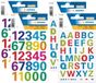 Herma stickervellen letters en cijfers - 4x vellen - gekleurd glitter - 15 mm - watervast