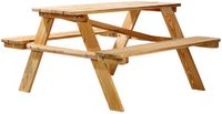 KADAX Kinderpicknicktafel met banken, kindermeubel voor picknick, kindertafel van hout, picknickset voor tuin, houten zitgroep (natuurlijk)