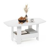 Furinno Salontafel met opbergvak, houtbewerking, wit, 54,61 x 90 cm