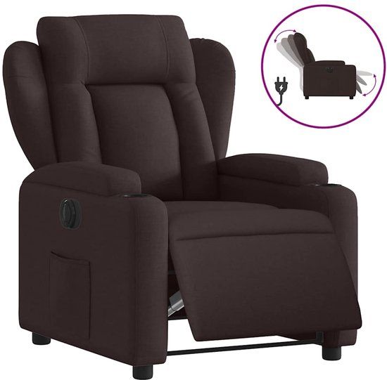 vidaXL Fauteuil verstelbaar elektrisch stof donkerbruin