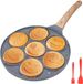 Bol Poêle à crêpes 7 trous - Poêle à œufs Smiley - Préparation du petit-déjeuner - Revêtement antiadhésif - 26 cm - Noir