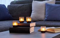 Northpoint Led-accu-lounge-verlichting, set van 4 stuks, met aanraaksensor, draadloos, voor binnen en buiten, RGBW flikkerend effect, transparant, zwart