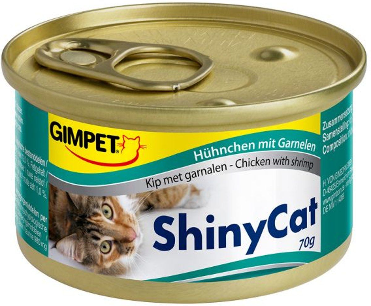 Gimpet ShinyCat - Kip/Garnaal - Kattenvoer - 24 x 70 g