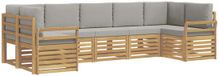 vidaXL - Buiten - bank - set - 7 - st - Wit - en - Lichtgrijs - Polyester